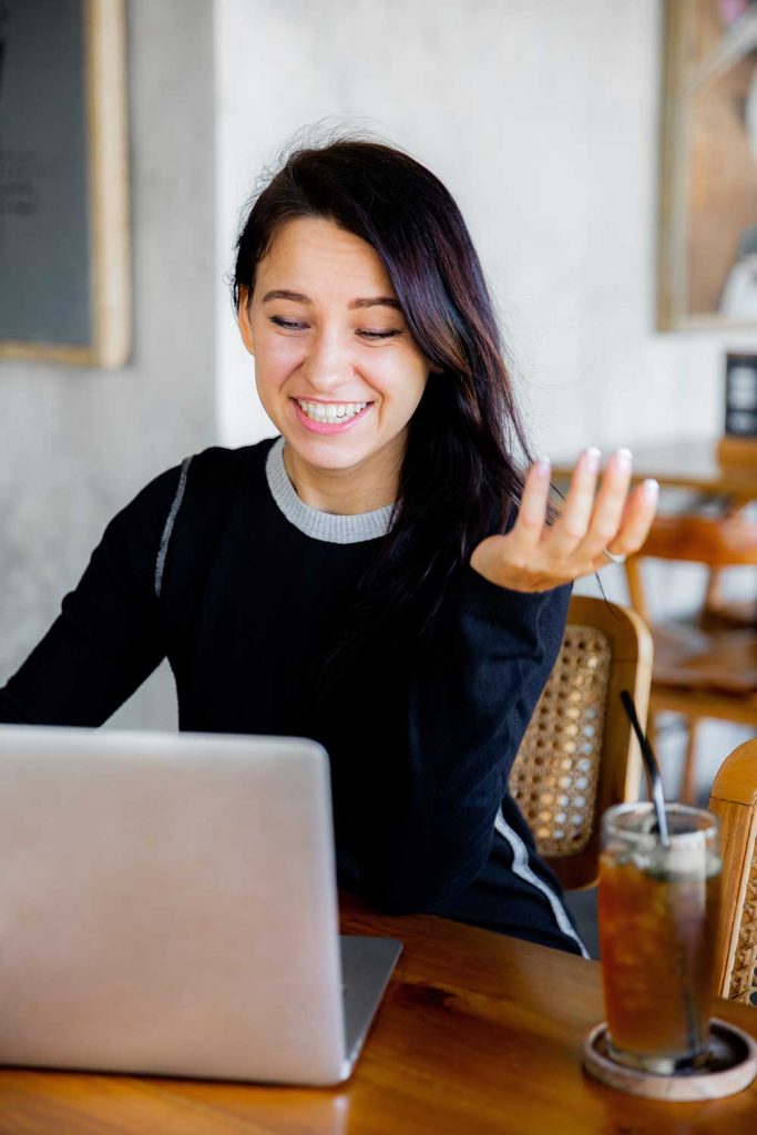 woman at her computer training