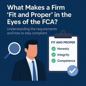 Featured image with the text - What makes a Firm 'Fit and Proper' in the Eyes of the FCA | Blog by My Compliance Consultants